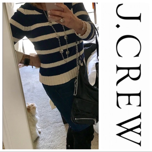🔴SALE! J CREW COTTON STRIPE Cool Navy & White - Picture 2 of 8